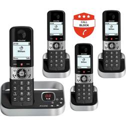 Alcatel F890 Cordless Phone Quad Handsets, Black,Silver/Grey