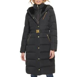 Cole Haan Taffeta Down Belted Coat - Black