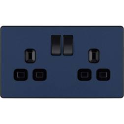 BG Electricals Evolve Double Switched Power Socket, 13A, Matt Blue