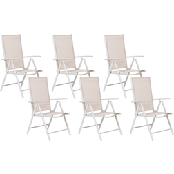 Beliani Set of 6 Garden Chairs Metal Beige Garden Dining Chair