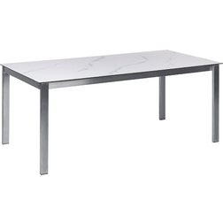 Beliani Garden Table 180 x 90 cm White Marble