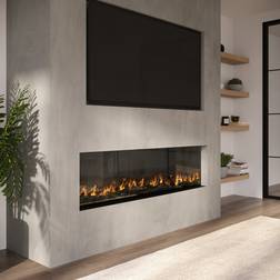 Amberglo Black Inset Media Wall Electric Fireplace with Glass Configurated Front and Sides 50 Inch