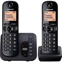 Panasonic KX-TGC222EB Digital Cordless Phone with LCD Display Black Pack of 2