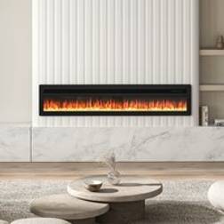 LivingAndHome Wall Mounted Electric Fireplace with Remote Control Black
