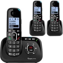 Amplicomms BigTel 1583 Cordless Big Button Phone for Elderly with Answer Machine Plus 2 Additional Handset Loud Phones for Hard of Hearing Hearing Aid