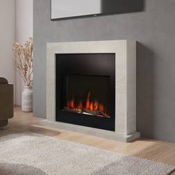 Amberglo Stone Effect Free Standing Electric Fireplace Suite with Customisable Exposed Fuel Bed