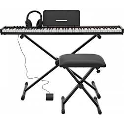 Gear4music VISIONKEY-100 Digital Keyboard Piano, with Bluetooth, Stand Pack