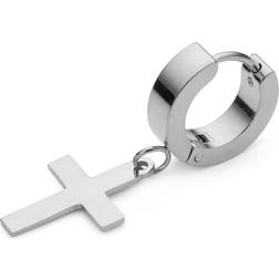 Lucléon Sølvfarvet Kors & Hoop Ørering
