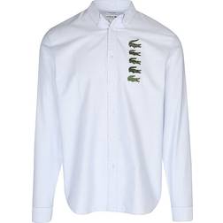 Lacoste Striped Shirt With Croc Patch - White/Blue