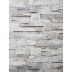 YöL 3D Slate Stone Brick Effect Wallpaper Grey Beige Realistic Textured Vintage