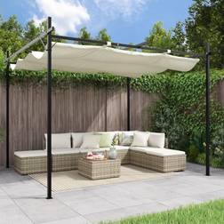 vidaXL pergola med sammenrulleligt tag cremefarvet