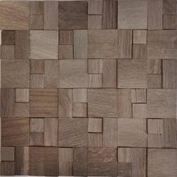Mosaik-Netzwerk Holzmosaik 3d mix nussbraun selbstklebend wand küchefliesenspiegel bad wb170-22g graublau hell Wohnraum