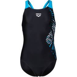 Arena Costume Intero Piscina Vortex Nero Azzurro Bambina 8-9 Anni