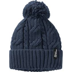 Jack Wolfskin One Size, Night Blue Unisex Pompom Cable Knitted Cosy One Beanie Hat