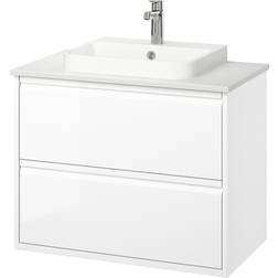 IKEA ÄNGSJÖN BACKSJÖN lådor/tvättställ/kran, högglans vit/vit