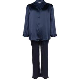 Lady Avenue Pure Silk Basic Pyjamas - Indigo