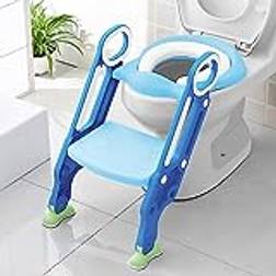 Keplin KEPLIN Potty Toilet Seat Adjustable Baby Toddler Kid Toilet Trainer with Step Stool Ladder for Boy and Girl Blue