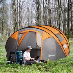 OutSunny 4-5 Person Pop-up Camping Tent Waterproof Orange, Grey