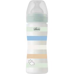 Chicco Babyflaska WELL-BENG, 250 ml, mellanstor fluff, 2 m silikon, grön