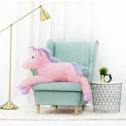 TeddyWay Stor Enhörning, Gosedjur, Leksak, 125 Cm, Rosa, Soso
