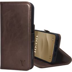 Torro iPhone 15 Leather Wallet Case with Stand Function Dark Brown