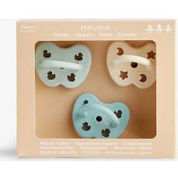 Hevea Mint, Natural, Baby Blue Kids Orthodontic Pack of Three Natural Rubber Pacifier 3-36 Months