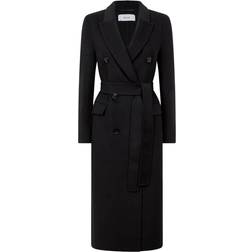 Reiss Arla Relaxed Wool Blend Blindseam Belted Coat - Black