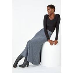 Roman Knitted Midi Stretch Skirt in Grey