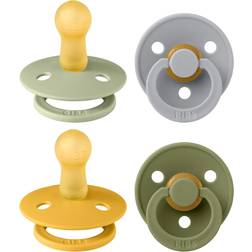 Bibs Colour Soother 4-Pack, BPA Free Dummy Pacifier, Round Nipple. Natural Rubber Latex, Made in Denmark. 6-18 Months Pack of 4 Green Gar