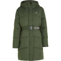 Calvin Klein Nylon Belted Puffer Coat - Thyme