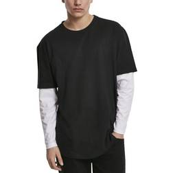 Urban Classics Oversized Double Layer Longsleeve Shirt - Black/White