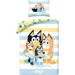 Bluey Family Stripe Single Duvet Cover Pillowcase Set
