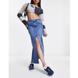 Stradivarius Jupe Longue En Jean Décontractée Denim Bleu Clair