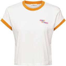 Esprit Cropped Logo T-Shirt - Off White