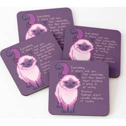 WHIBOS Anxiety Encouragement Cat Coaster 4pcs