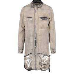 Rick Owens Distressed Denim Jakke Logo - Grå