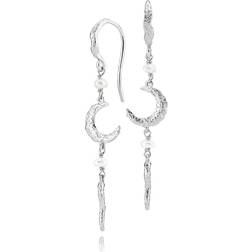 Sistie Universe Moon Earrings - Silver/Pearls