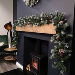 Samuel Alexander 2.7m Green Mixed Needle Christmas Garland with Pine Cones Red Berries