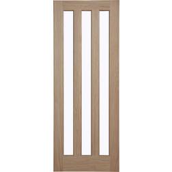 Fortia Vertical 3 Panel Glazed Oak Veneer Interior Door R (x)