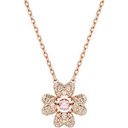 Swarovski Idyllia pendant, Clover, White, Rose gold-tone plated