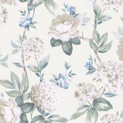 Arthouse Keeka Floral Blue Cream Wallpaper