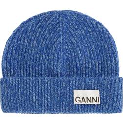 Ganni Light Structured Rib Knit Beanie Nautical Blue