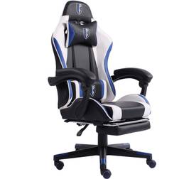 Trisens Gaming Chair im Racing-Design mit flexiblen gepolsterten Armlehnen ergonomischer PC Gaming Stuhl in Lederoptik Gaming Schreibtischstuhl mit ausziehbarer Fußstütze und extra Stützkissen