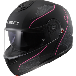 LS2 Klapphelme motorrad STROBE II LUX mat black pink