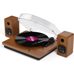 Digitnow Bluetooth Turntable Record Player with Stereo Speakers Belt Driver Brown