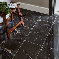 COLOURS Colours Elegance Black Gloss Marble Effect Ceramic Wall & Floor Tile, Pack Of 7, L600mm W300mm