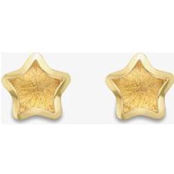 T.H.Baker 9ct Yellow Gold Satin Brushed Star Stud Earrings SE870