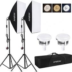 Andoer Softbox Photography Lighting Kit 85W LED Light 2 50x70cm Softbox 2 2M Light Stand 2 Remote Control 2 Carry Bag 1 for Studio Portrait Product Photo