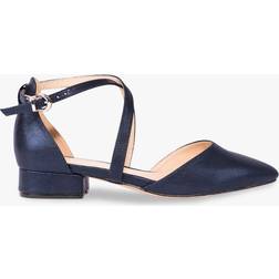 Paradox London Irene Cross Strap Block Heel Court Shoes, Navy