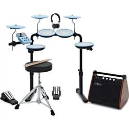 Gear4music VISIONDRUM Compact Mesh Electronic Drum Kit Amp Pack, Blue
